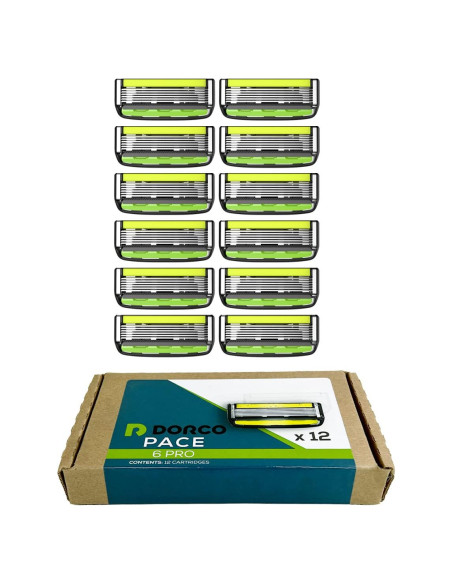 Dorco Pace 6 Pro - Sistema de Afeitado 6 Cuchillas - Recarga 12 Unidades Dorco Pace 6 Pro - Sistema de Afeitado 6 Cuchillas - Recarga 12 Unidades