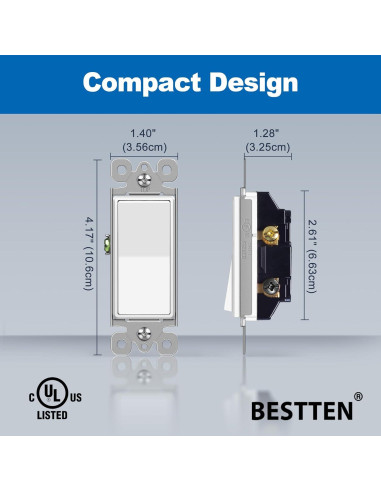 Interruptores de Luz Decorativos BESTTEN 3 Vías Paquete de 10
