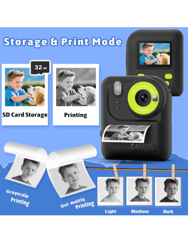 Cámara Instantánea para Niños Okaloka P89 48MP HD Negro