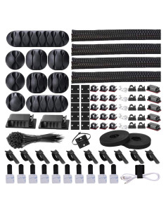Kit de Organización de Cables N NOROCME 10 Piezas Negro