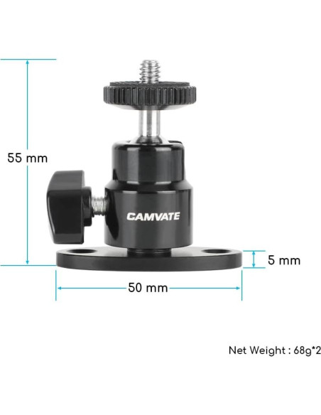 Cabezal Esférico Mini CAMVATE 1/4"-20 para Montaje en Techo Cabezal Esférico Mini CAMVATE 1/4"-20 para Montaje en Techo