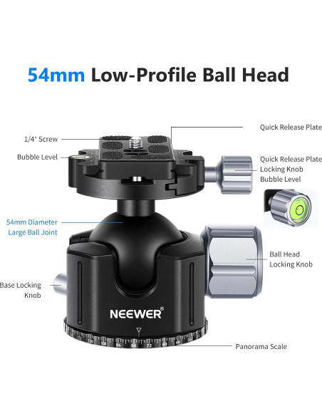 Cabezal de trípode de bola Neewer 54mm para cámara DSLR Cabezal de trípode de bola Neewer 54mm para cámara DSLR
