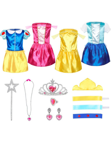 Conjunto de Disfraces de Princesa para Niñas 3-6 Años - 15 Piezas