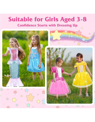 Vestidos de Princesa para Niñas Dulsaera - 4 Disfraces 3 a 8 Años