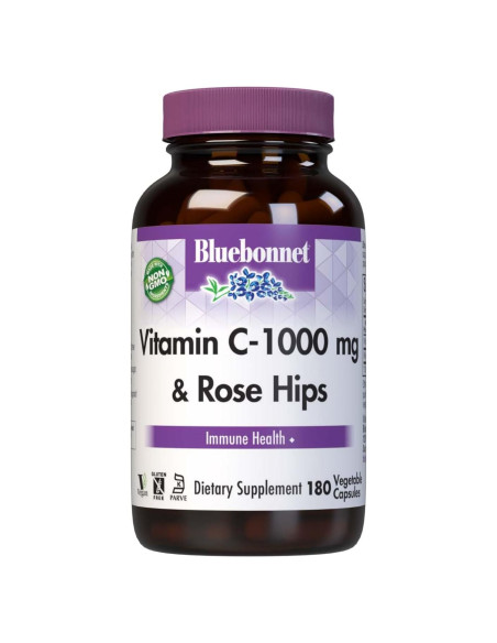 Vitamina C 1000 mg Bluebonnet con Rosa Mosqueta 180 Cápsulas Vitamina C 1000 mg Bluebonnet con Rosa Mosqueta 180 Cápsulas