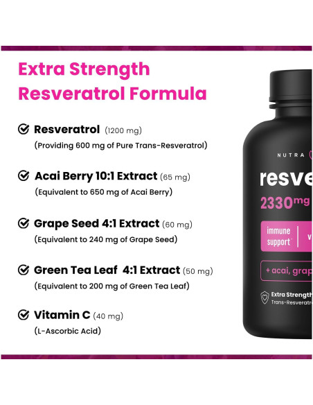 Suplemento de Resveratrol NutraChamps 1200mg 60 Cápsulas Veganas Suplemento de Resveratrol NutraChamps 1200mg 60 Cápsulas Veganas