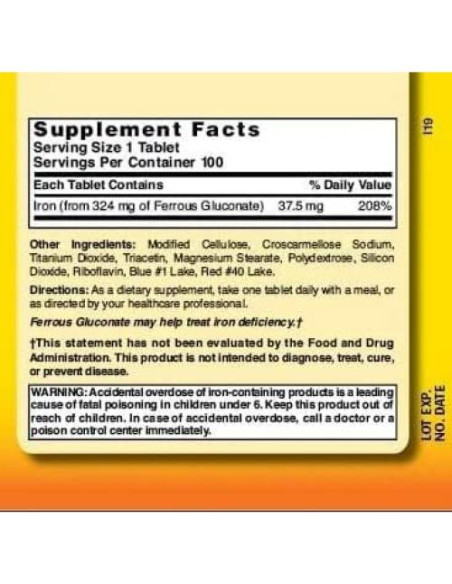 Tabletas de Gluconato Ferroso Nature's Blend 324 mg - 200 Tabletas Tabletas de Gluconato Ferroso Nature's Blend 324 mg - 200 Tabletas