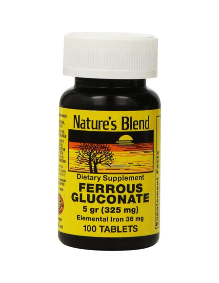 Tabletas de Gluconato Ferroso Nature's Blend 324 mg - 200 Tabletas Tabletas de Gluconato Ferroso Nature's Blend 324 mg - 200 Tabletas