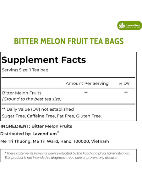 Té de Fruta de Melón Amargo Lavendium 120 Bolsitas 100% Natural Té de Fruta de Melón Amargo Lavendium 120 Bolsitas 100% Natural