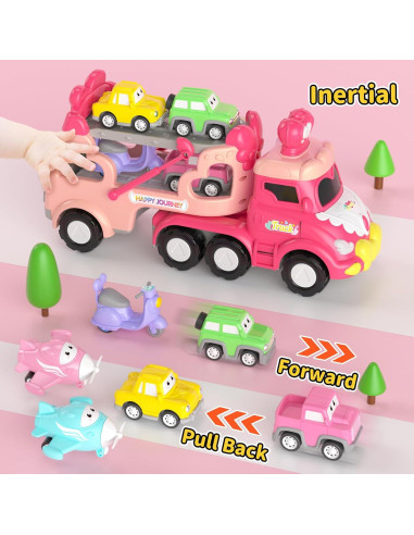 Set de Juguetes de Camiones Newcrave 7 en 1 para Niñas 1-3 Años