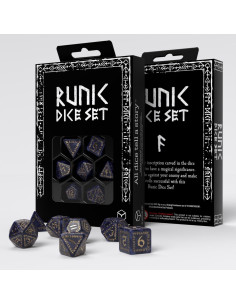Juego de Dados Rúnicos Q-Workshop Azul y Dorado 55g 2