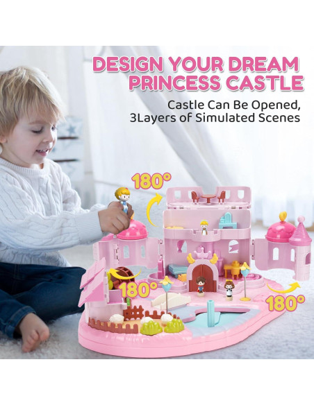 Castillo de Princesa Fygurso con Juguetes Magnéticos 30cm Rosa Castillo de Princesa Fygurso con Juguetes Magnéticos 30cm Rosa
