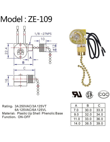 Interruptor de Ventilador de Techo Zing Ear ZE-109 2 Unidades