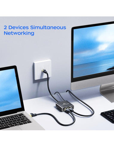 Divisor Ethernet 1 a 2 QINGLER 1000 Mbps RJ45 Cat6