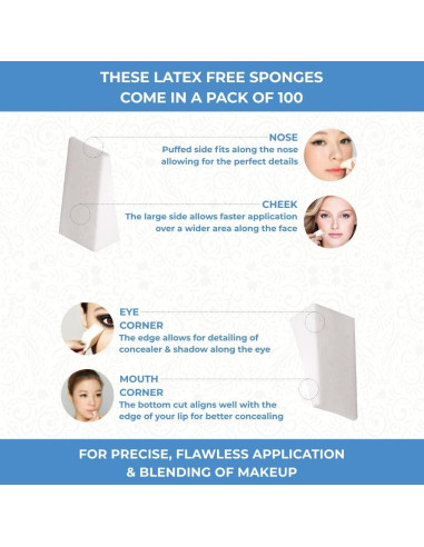 Esponjas de Belleza ForPro Sin Látex 100 Unidades para Maquillaje