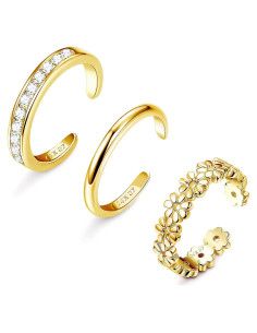 Anillos de Dedo de Oro 14K Fiasaso - 3 Piezas Ajustables