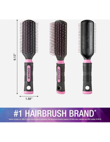 Cepillo Desenredante Conair Salon Results - Rosa/Negro - 1 Cuenta