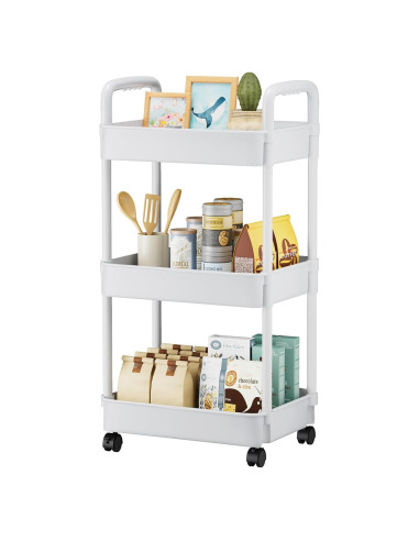 Carro Rodante de 3 Niveles EZ COZY Blanco, Organizador Multifuncional