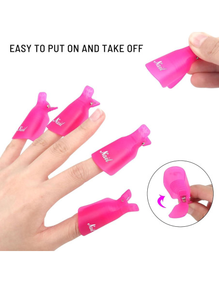 Kit Removedor de Esmalte en Gel 7 Piezas con Clips y Dispensador Kit Removedor de Esmalte en Gel 7 Piezas con Clips y Dispensador