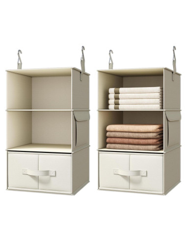 Organizador de Closet Colgante Vailando 3 Estantes Beige - Juego de 2