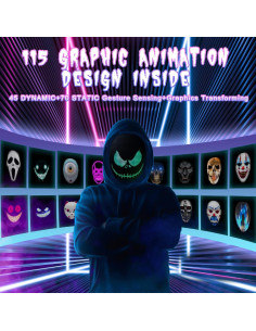 Máscara LED Programable AINSKO-APP Bluetooth Personalizable 2