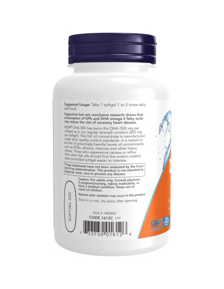 Gelatinas Blandas DHA-500 Now Foods 90 Unidades Gelatinas Blandas DHA-500 Now Foods 90 Unidades