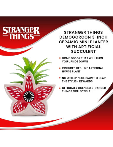 Maceta Mini Cerámica Demogorgon Silver Buffalo 7.6 cm con Suculenta