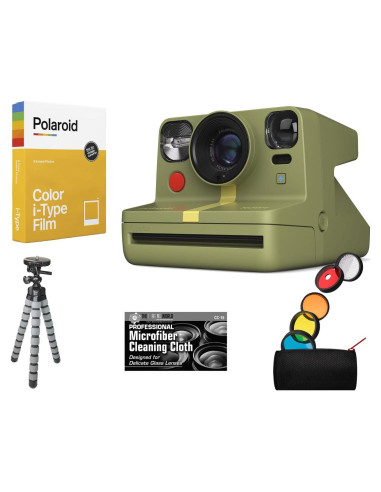 Cámara Instantánea Polaroid Now+ Verde Bosque + Trípode + Película