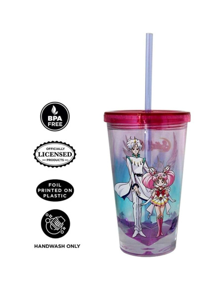 Taza de Viaje Sailor Moon JUST FUNKY 473ml con Tapa y Pajilla Taza de Viaje Sailor Moon JUST FUNKY 473ml con Tapa y Pajilla
