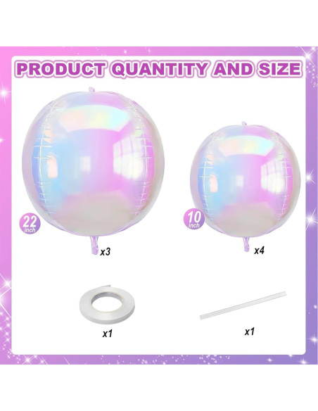 Globos 4D Iridiscentes Froova 56 cm y 25 cm Holográficos Globos 4D Iridiscentes Froova 56 cm y 25 cm Holográficos