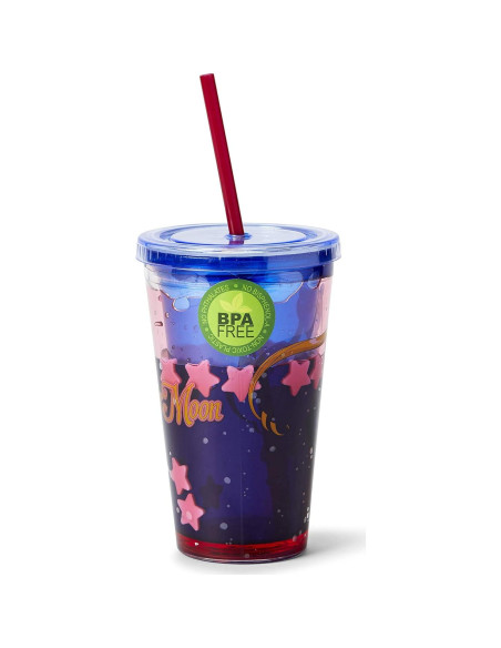 Vaso Térmico Sailor Moon con Confeti y Pajilla 473ml Vaso Térmico Sailor Moon con Confeti y Pajilla 473ml