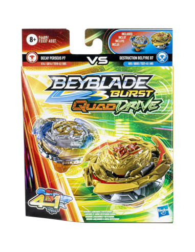 Beyblade Burst QuadDrive Doble Peonza Destruction Belfyre B7 y Decay Perseus P7 - Juguetes de Batalla