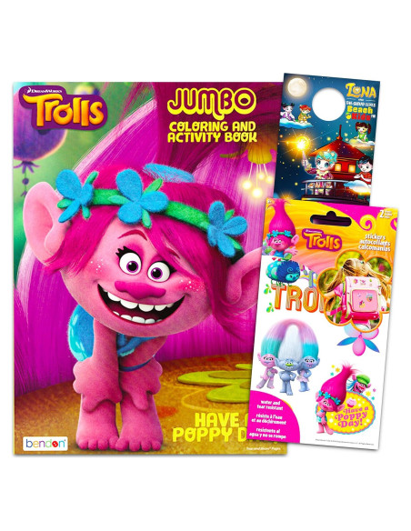 Libro para Colorear Trolls DreamWorks con Stickers - 96 Páginas
