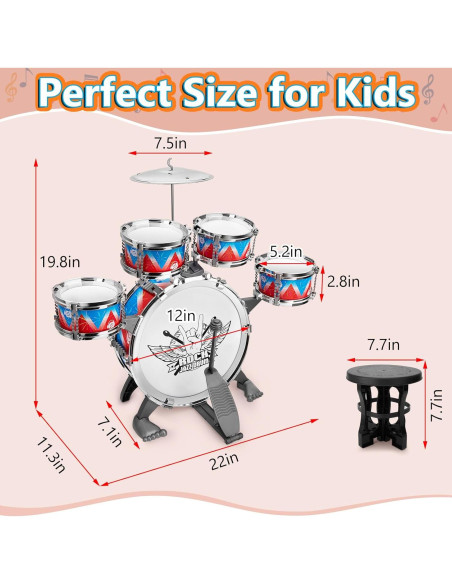 Juego de Batería Infantil CHADRIGIVS 54 cm 1.20 kg para 3-6 años Juego de Batería Infantil CHADRIGIVS 54 cm 1.20 kg para 3-6 años