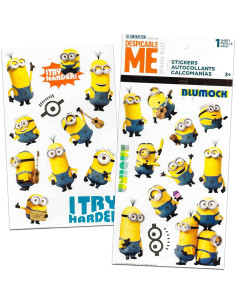 Paquete Fiesta Stickers y Tatuajes Temporales Minions - 75 Tatuajes y 100 Stickers 2
