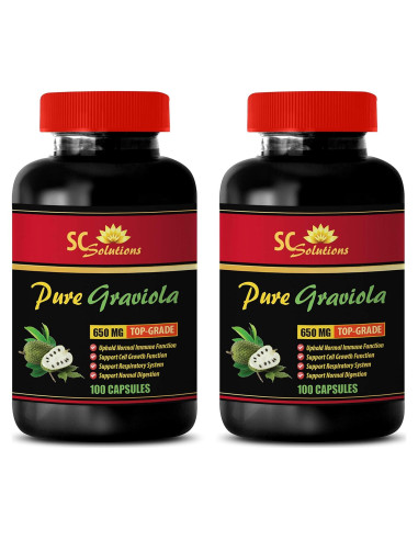 Suplemento Nervioso Graviola 650mg - 2 Botellas 200 Cápsulas