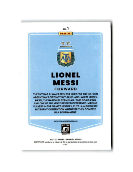 Tarjeta de Fútbol Donruss Lionel Messi Camino a Qatar 2021-22 Tarjeta de Fútbol Donruss Lionel Messi Camino a Qatar 2021-22