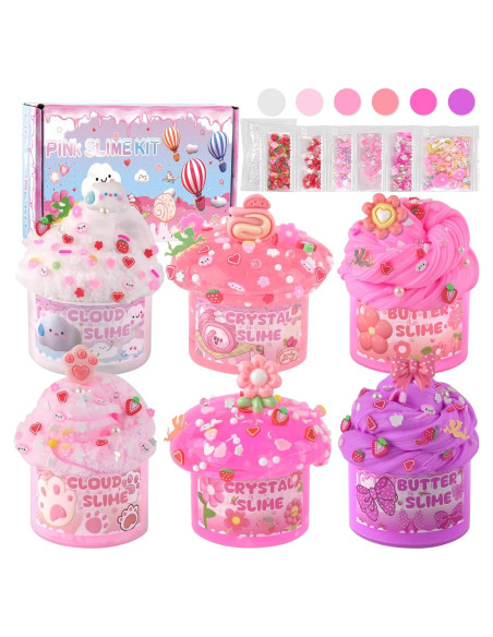 Kit de Slime Rosa para Niños - 6 Unidades - LAWOHO Kit de Slime Rosa para Niños - 6 Unidades - LAWOHO