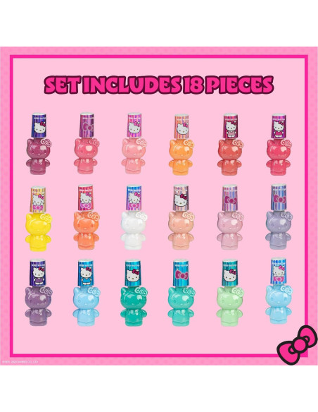 Set de 18 Esmaltes de Uñas a Base de Agua Hello Kitty Set de 18 Esmaltes de Uñas a Base de Agua Hello Kitty