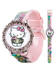 Reloj LCD Hello Kitty para Niñas - Correa Rosa Ajustable
