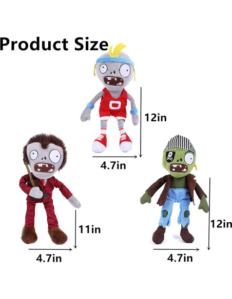 Juguete de Peluche PVZ JHESAO 3 Piezas Zombies Fútbol Juguete de Peluche PVZ JHESAO 3 Piezas Zombies Fútbol