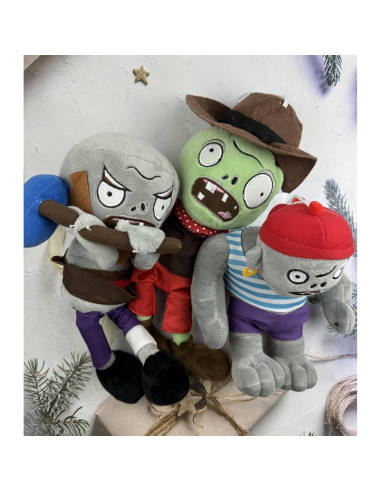 Set de 3 Peluches Plantas vs Zombies JHESAO - Martillo, Vaquero y Gargantuar Pirata