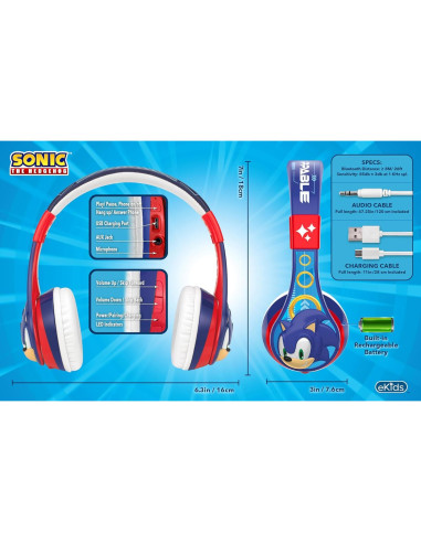 Auriculares Bluetooth eKids Sonic The Hedgehog para Niños
