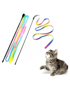 Varita Interactiva para Gatos LASOCUHOO Arcoíris 37cm - 2 Paquetes