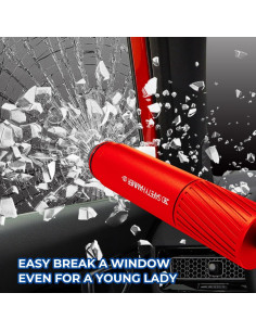 Martillo de Seguridad Omrisy 2 en 1 Rompedor de Ventanas y Cortador de Cinturón 2