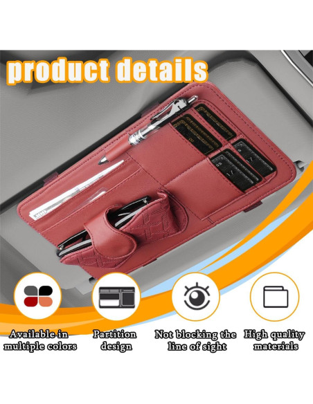 Organizador de Visera de Coche Sandfren Rojo Vino 32x16 cm Organizador de Visera de Coche Sandfren Rojo Vino 32x16 cm