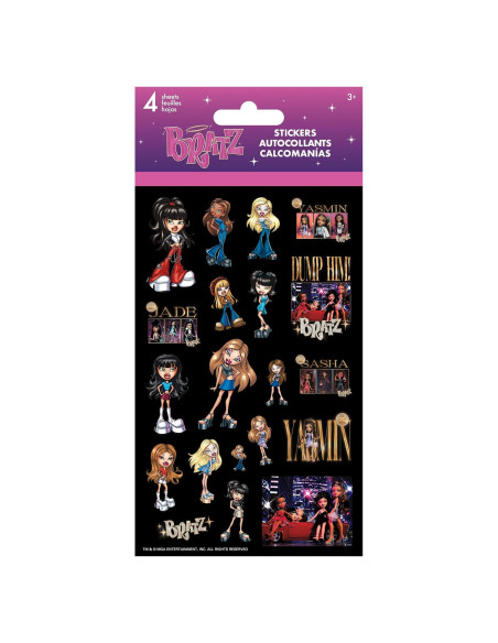 Stickers Bratz Noche de Chicas - 4 Hojas Licenciadas Stickers Bratz Noche de Chicas - 4 Hojas Licenciadas