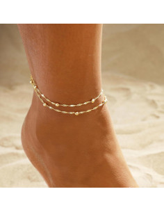 Pulsera de Tobillo Jecomy Oro 14K Hipoalergénica 21.1 cm 2