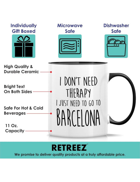 Taza de Cerámica Divertida Retreez 11 Oz para Amantes de Barcelona Taza de Cerámica Divertida Retreez 11 Oz para Amantes de Barcelona