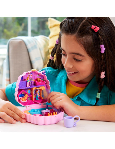 Juego compacto de peluquería Polly Pocket con 2 muñecas